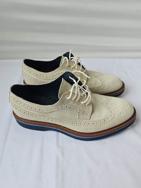Johnston & Murphy Light Beige Suede Wingtip Derbys main image 13